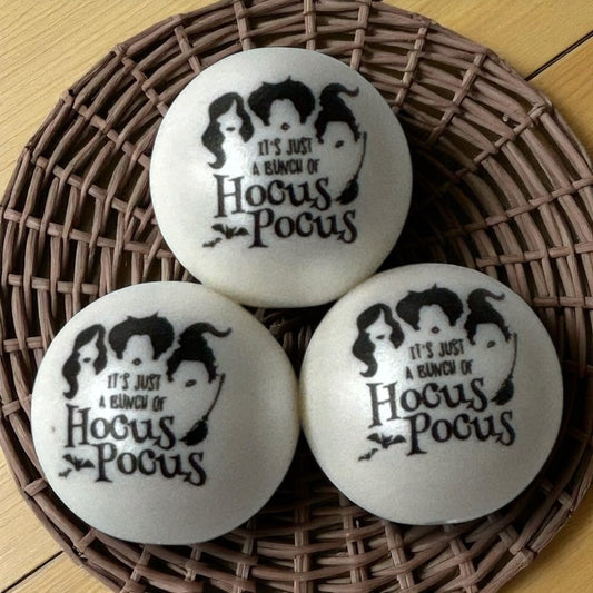#153- 20mm "It's Just A Bunch of Hocus Pocus" Printed Acrylic Pearl Bead