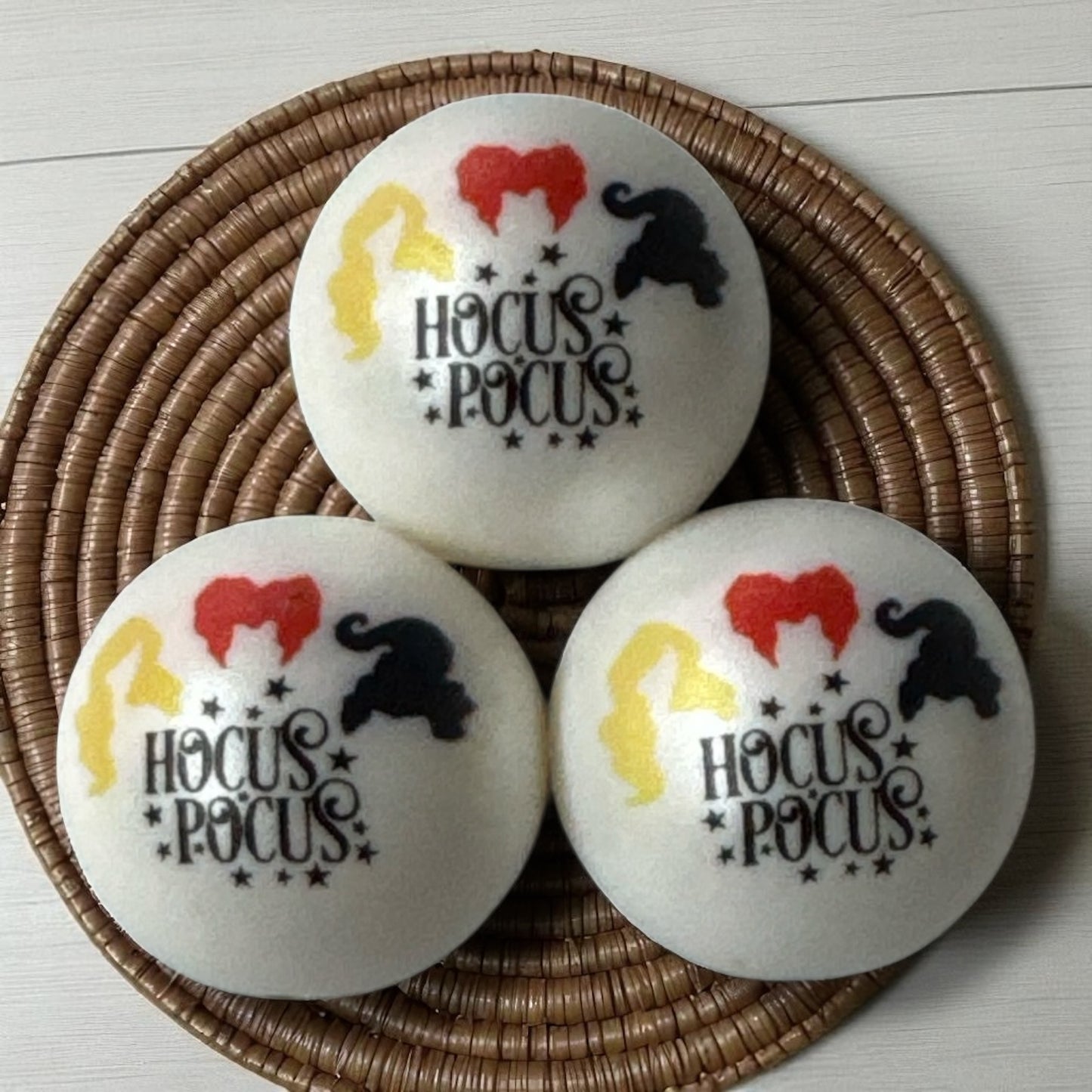 #155- 20mm "Hocus Pocus" Printed Acrylic Pearl Bead