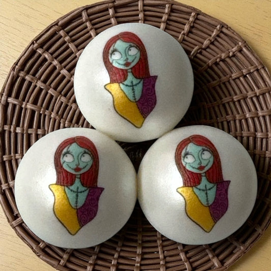 #154- 20mm "Nightmare Girl" Printed Acrylic Pearl Bead