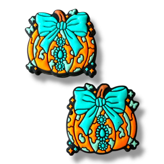 h949- "Turquoise Western Pumpkin" Silicone Focal Bead