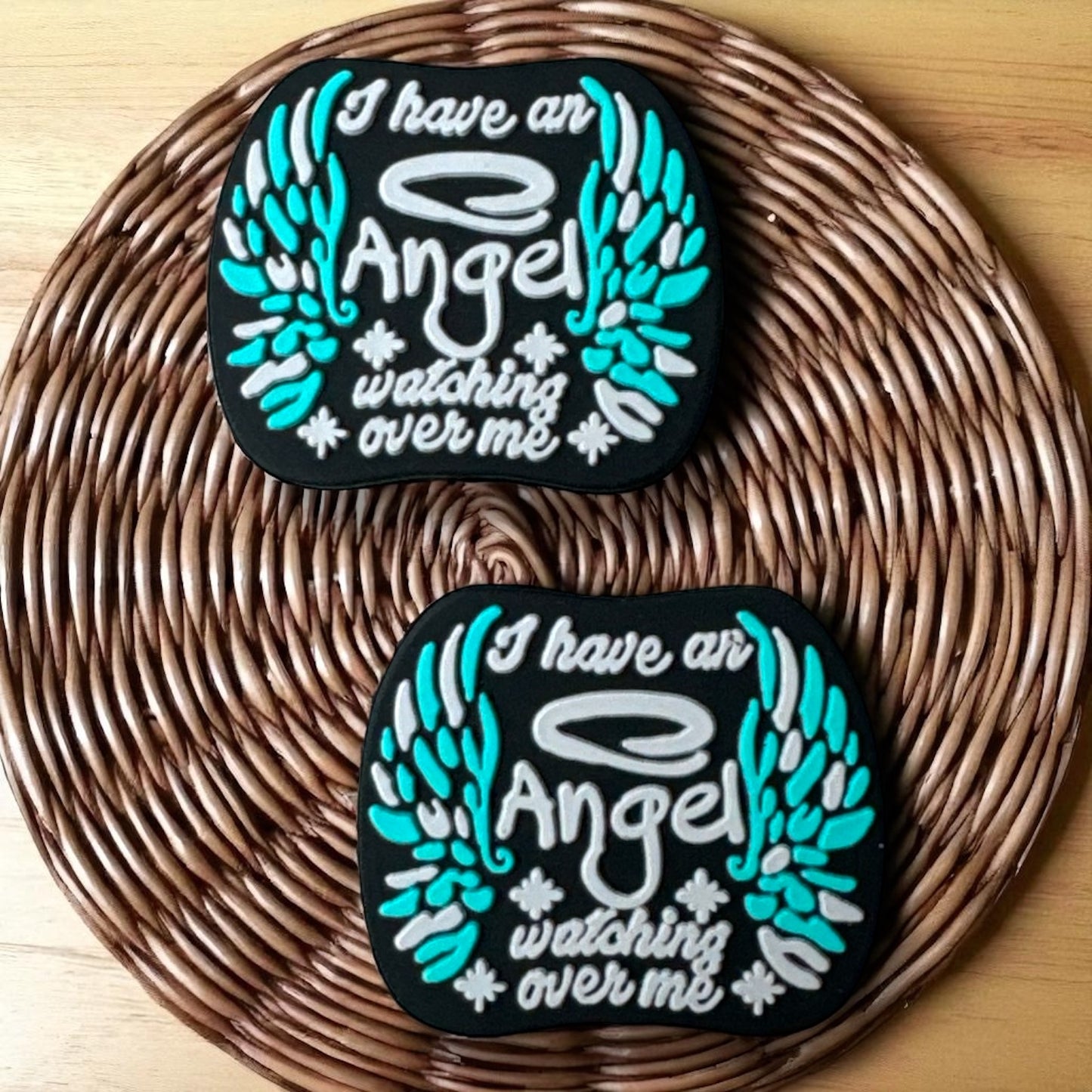 T94- "I Have An Angel Watching Over Me" Silicone Focal Bead