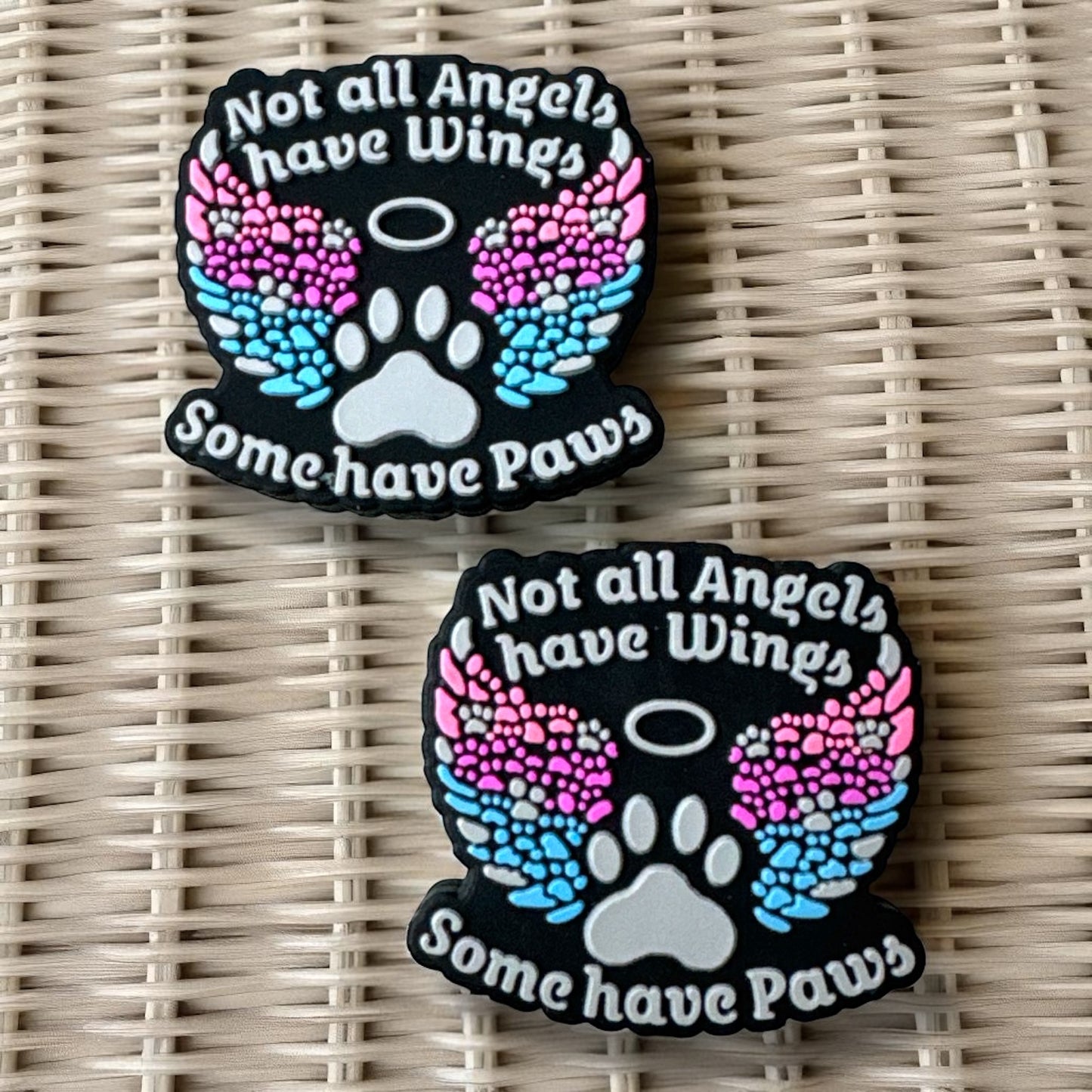 T103- "Not All Angels Have Wings / Some Have Paws" Silicone Focal Bead