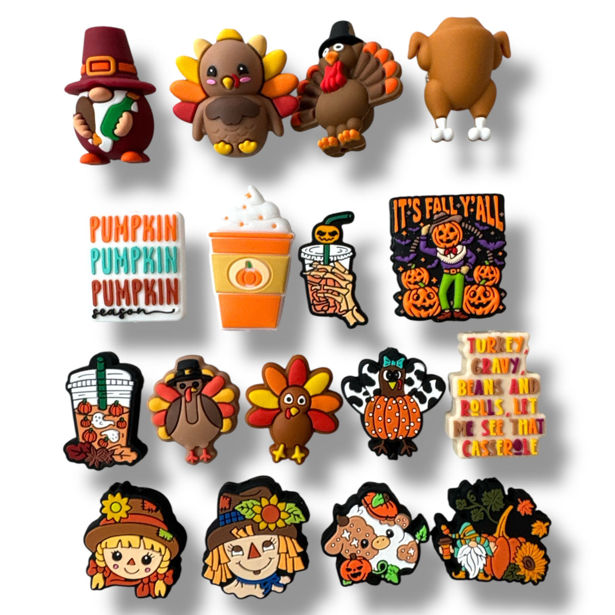 A82-   "Fall & Thanksgiving" Silicone Focal 16 Bead Set
