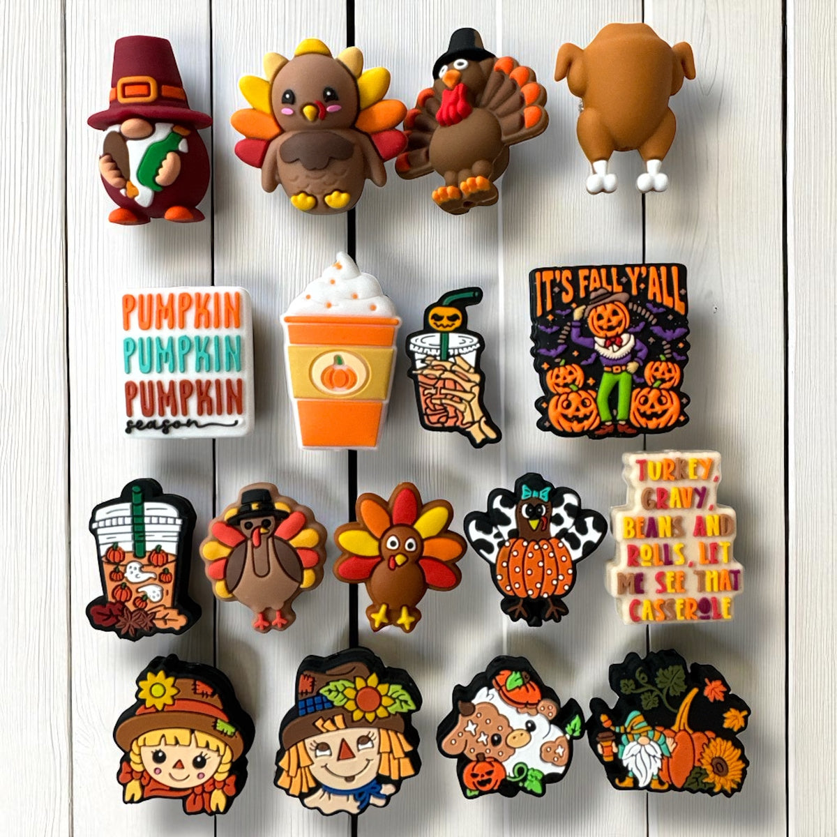 A82-   "Fall & Thanksgiving" Silicone Focal 16 Bead Set