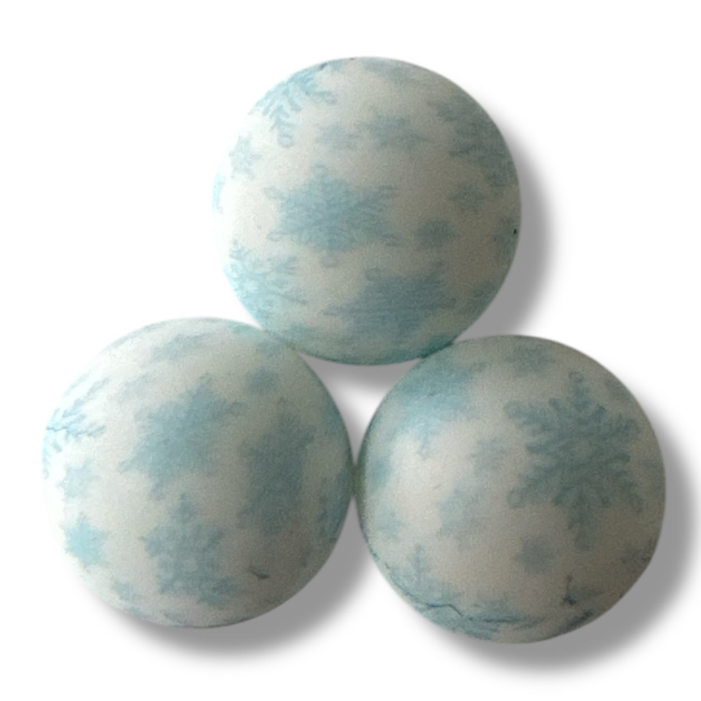 T73- 15mm “Light Blue Snowflakes” Silicone Beads