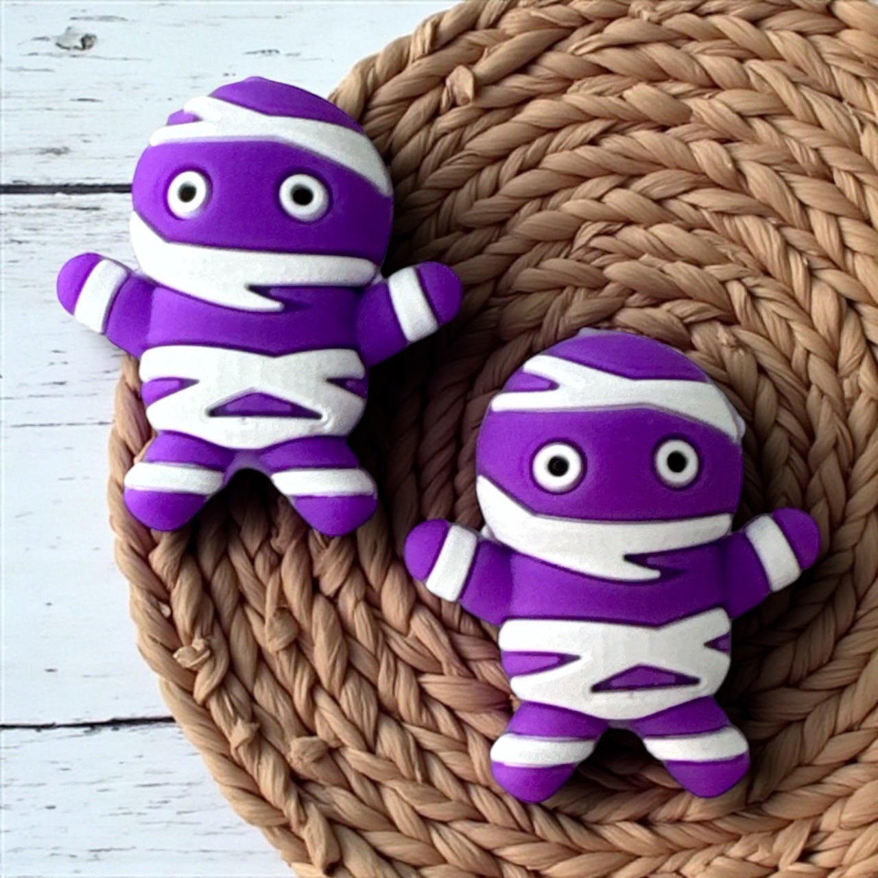 h977- "3D Purple Mummy" Silicone Focal Bead