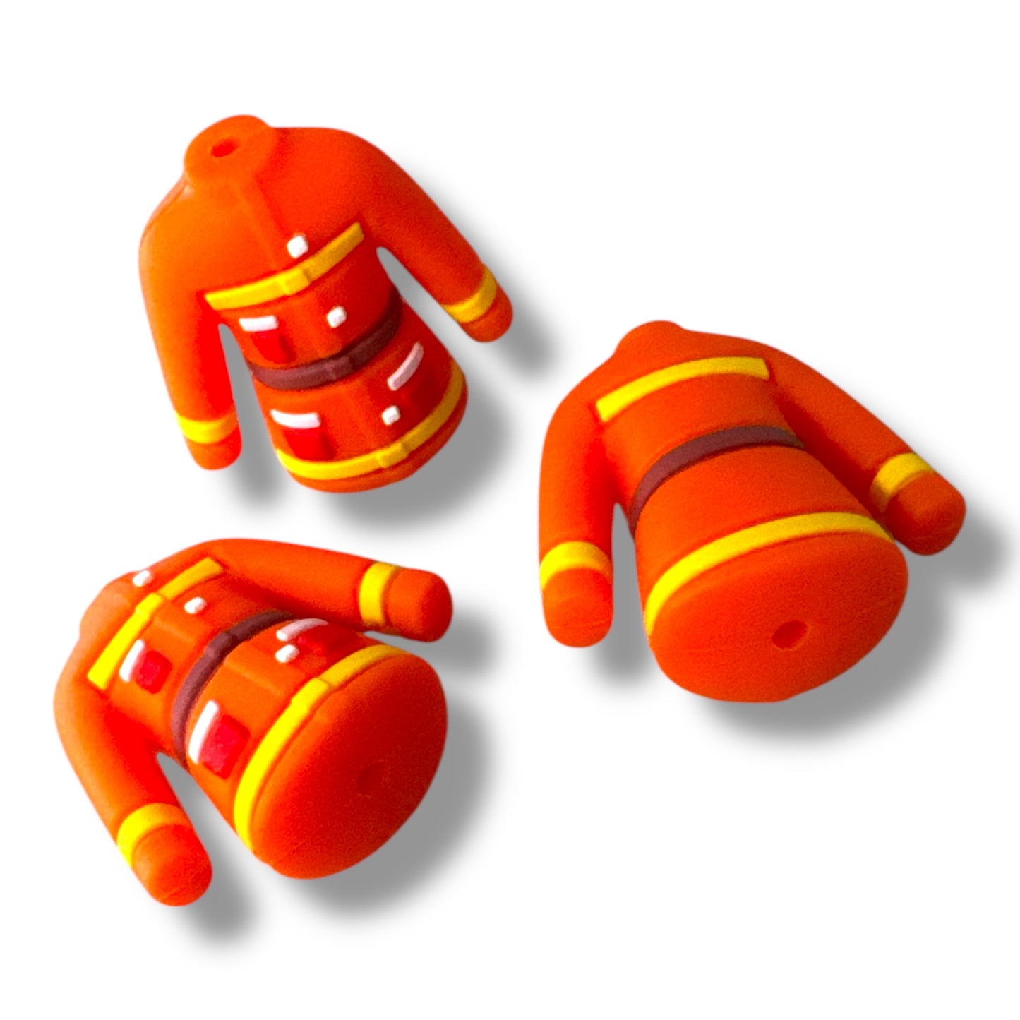 T162- "3D Fire Fighter Coat" Silicone Focal Bead