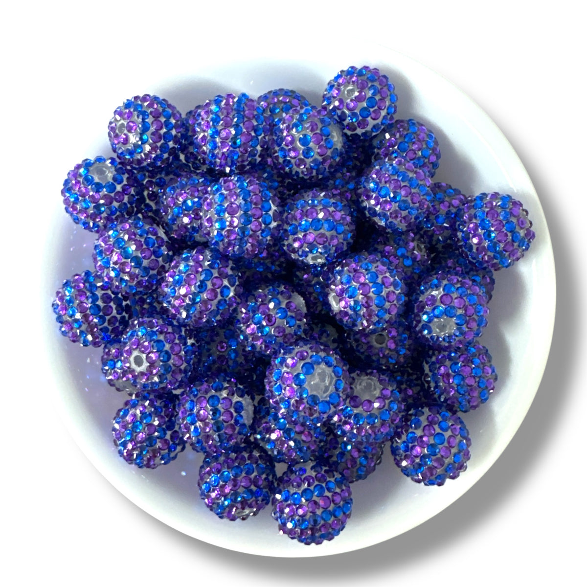 #1251 -  20mm Blue / Purple Striped Rhinestone  Beads (1 Count)