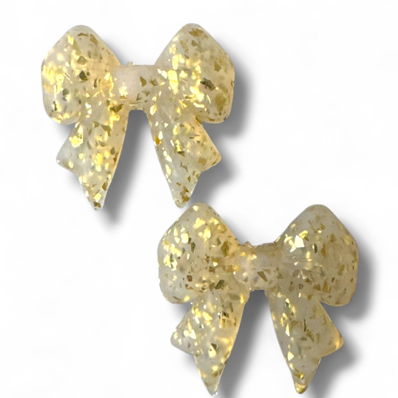 X52- "Gold Glitter Bow" Silicone Focal Bead