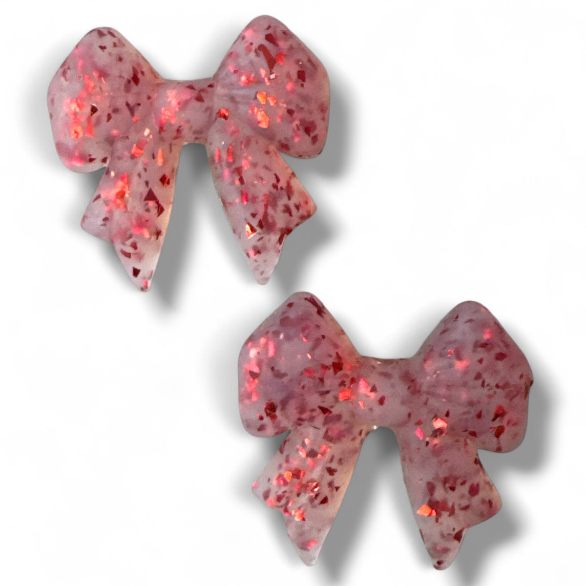 X54- "Red Glitter Bow" Silicone Focal Bead