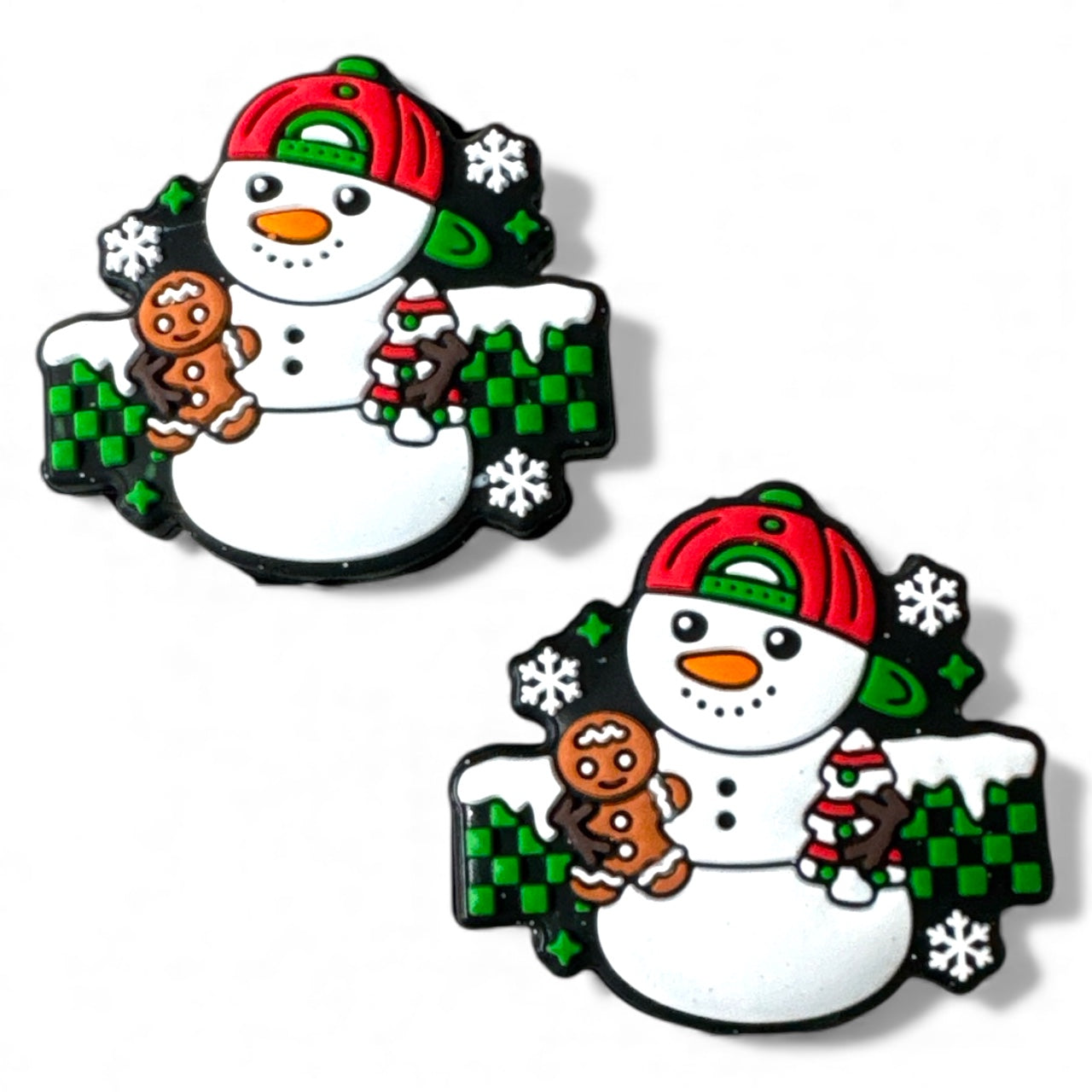 X79- "Snowman with Hat" Silicone Focal Bead