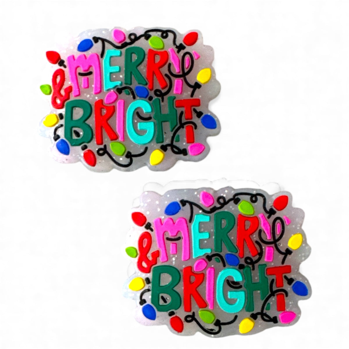 X187- "Merry & Bright- Clear" Silicone Focal Bead