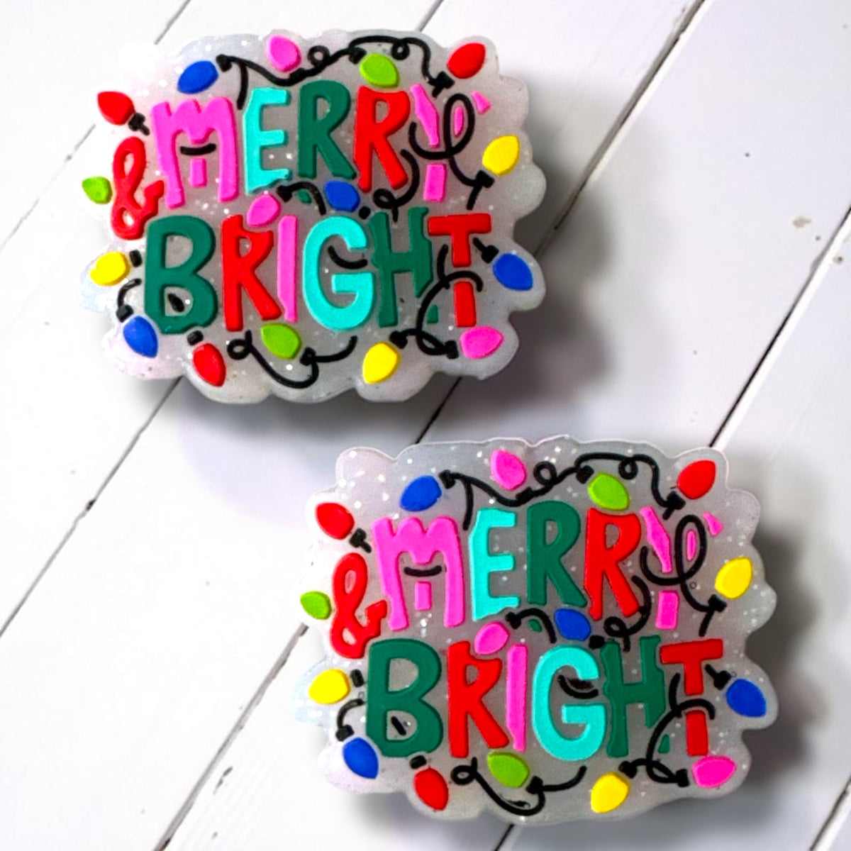 X187- "Merry & Bright- Clear" Silicone Focal Bead