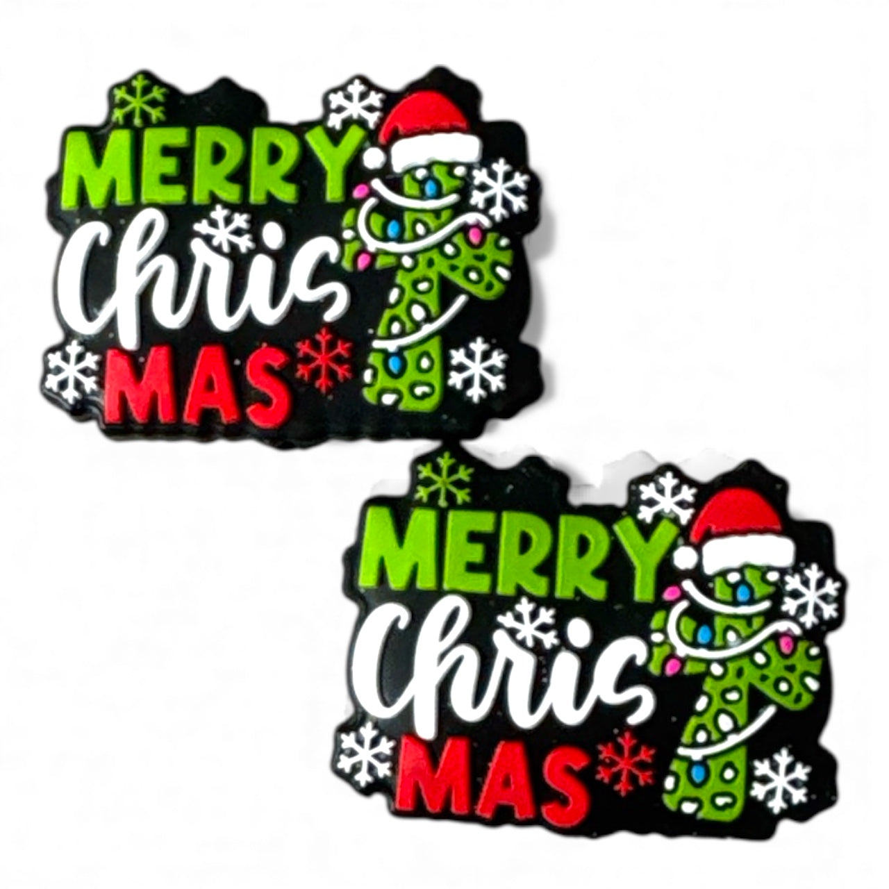 X1- "Merry Christmas" Silicone Focal Bead