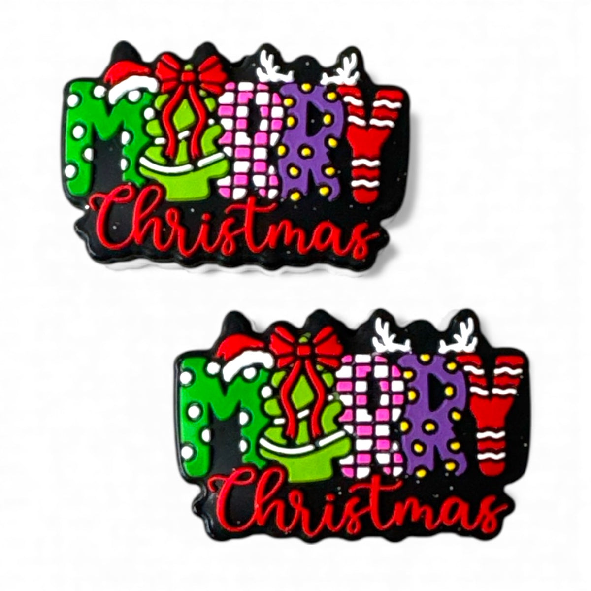X48- "Merry Christmas" Silicone Focal Bead