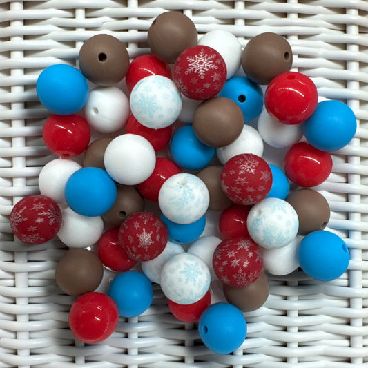 CK- 3-  🎅 "Rudolph" 15mm 50 Count Silicone Bead Mix🎅