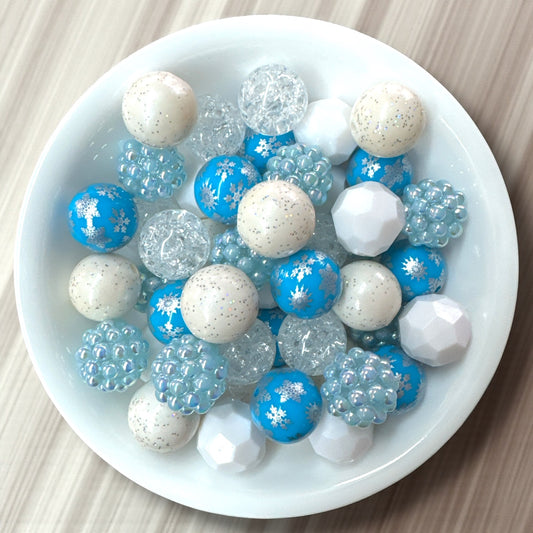 CK- 239-  ❄️ “Winter Snowflake” (50 Count) Acrylic Bead Pack ❄️