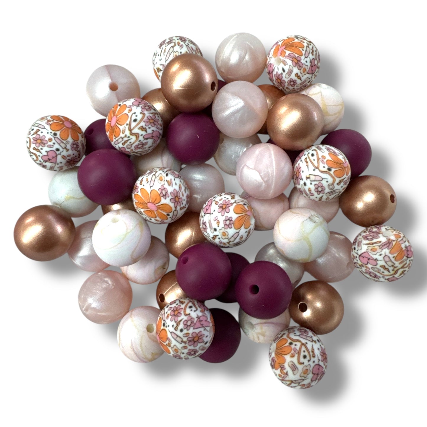 CK- 174- 🩺 Heart of a Healer – Medical Silicone Bead Mix | 15mm (50 Count) 🩺