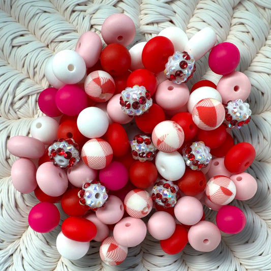 CK- 211-   💖 Valentine’s Day Small Bead Mix – 12mm & Abacus (100 Count) 💖