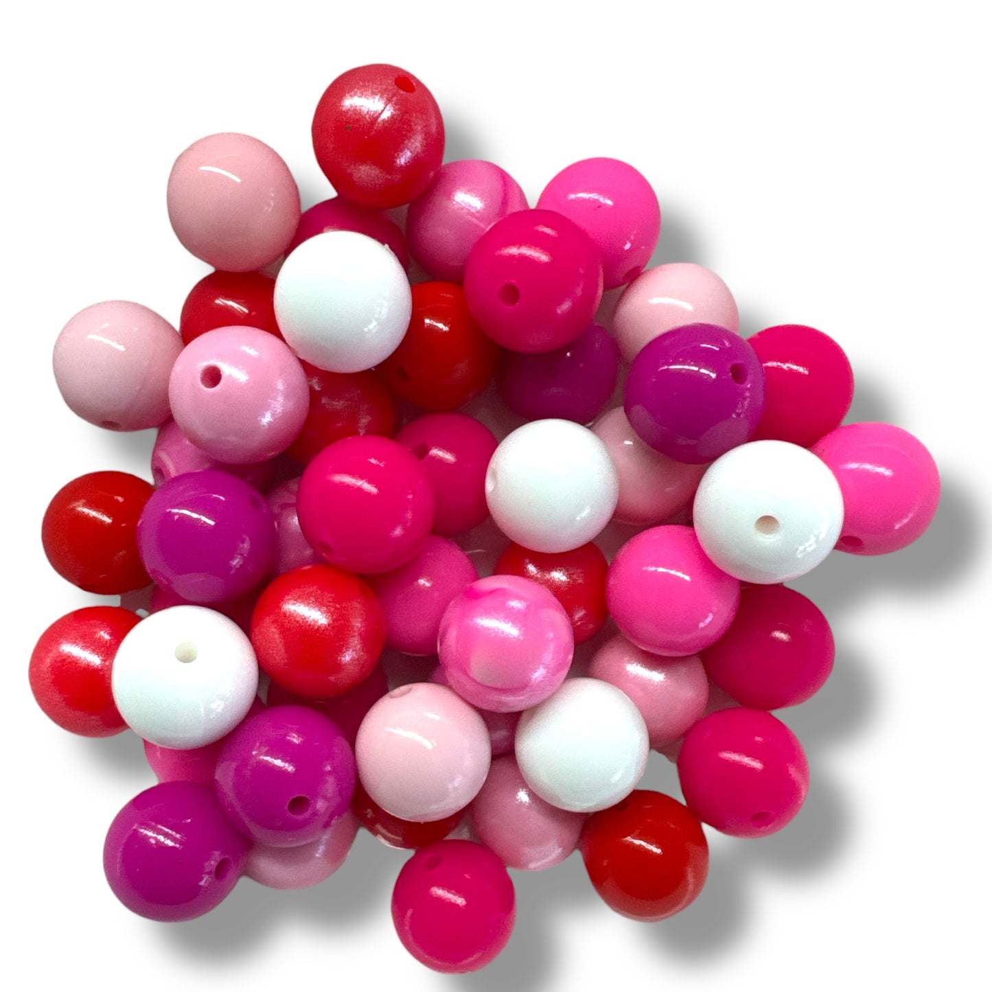 CK- 219-  💕 “Valentine's Opal & Gloss” 15mm 50 Count Silicone Bead Mix 💕