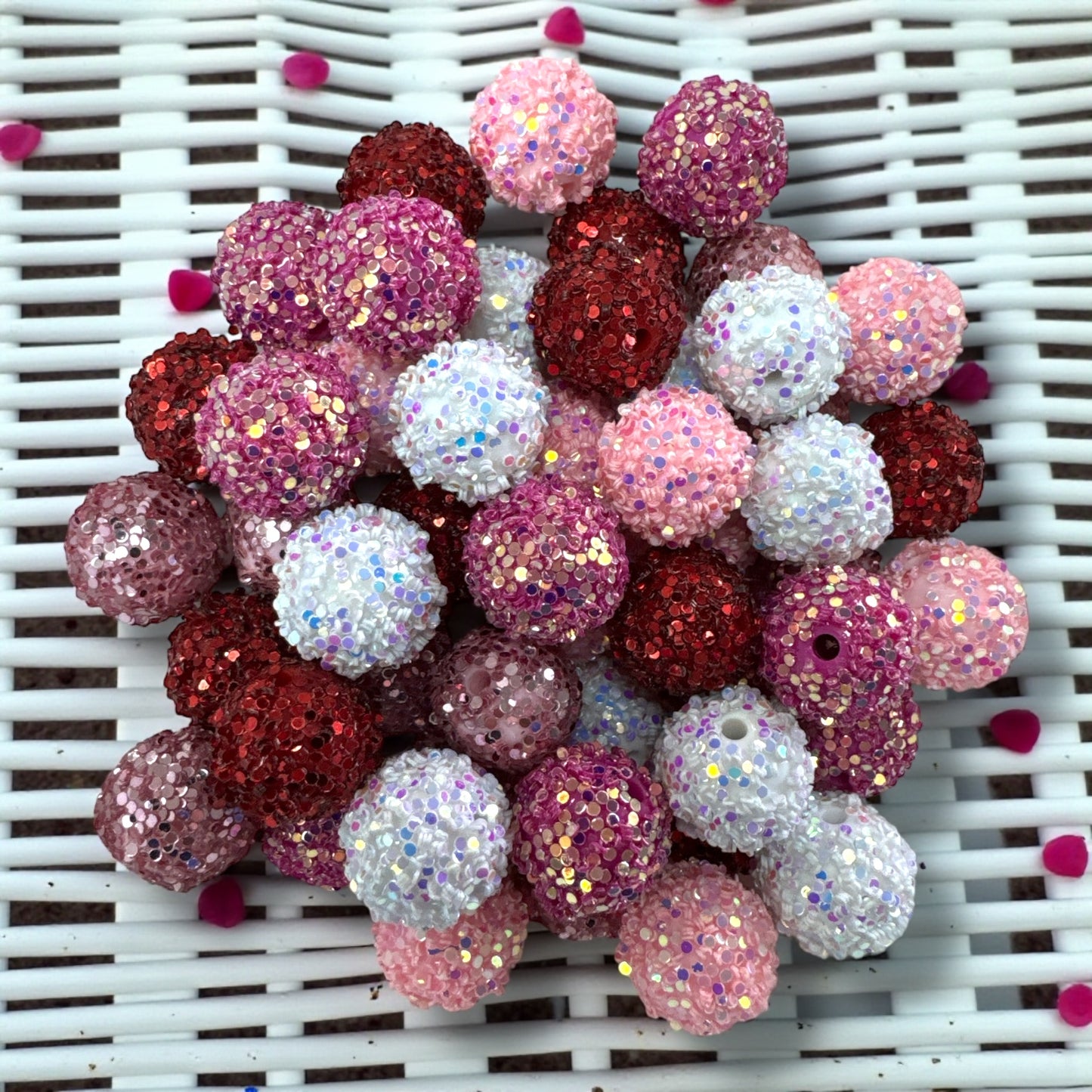 CK- 235-  💕 16mm Sweetheart Sparkle – 16mm Glitter Bead Mix (50 Count)