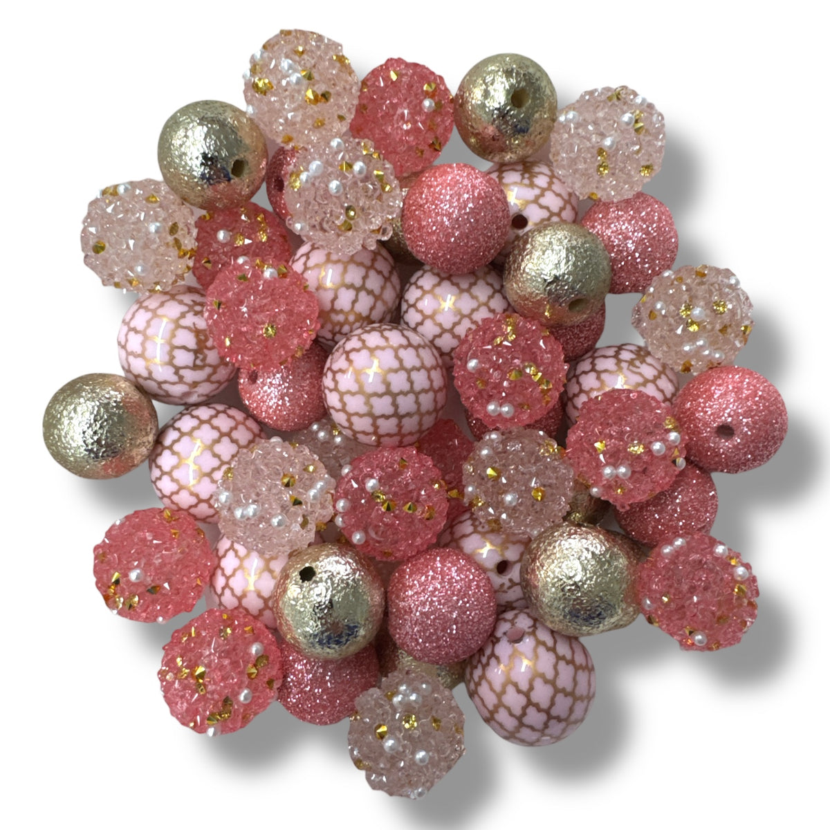 CK-232- 💗 Sweet Blush – Pink & Gold Bead Mix (50 Count)