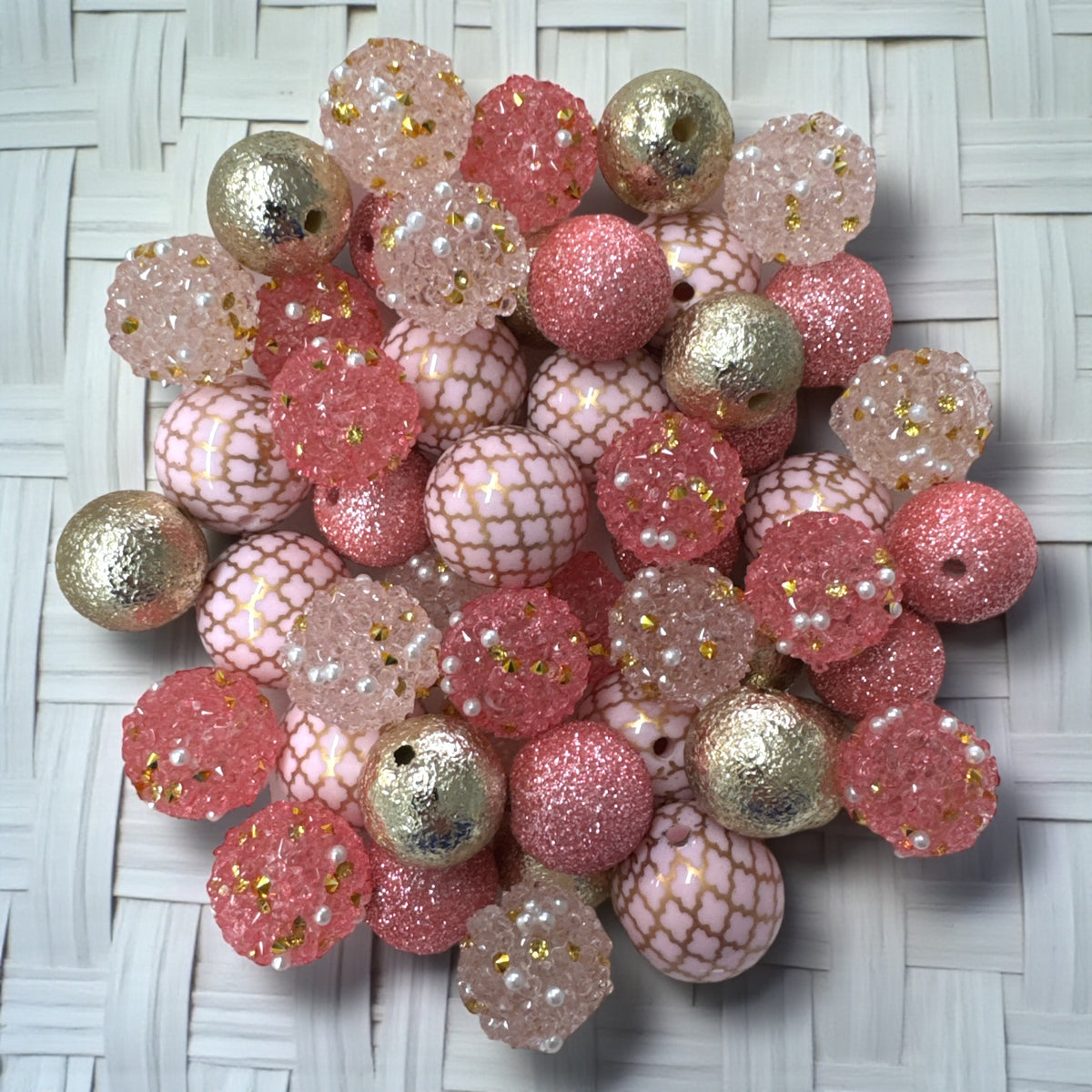 CK-232- 💗 Sweet Blush – Pink & Gold Bead Mix (50 Count)