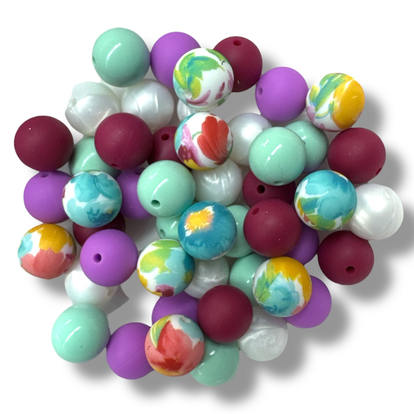 CK-117- 🌸 Wildflower Wishes – Silicone 15mm Bead Lot (50 Count)