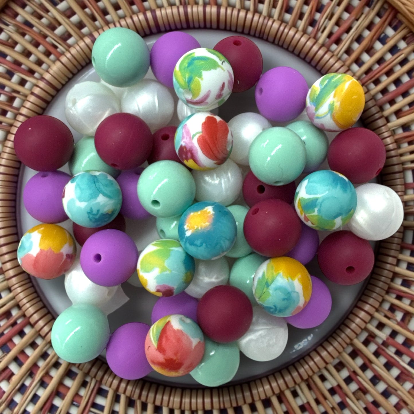 CK-117- 🌸 Wildflower Wishes – Silicone 15mm Bead Lot (50 Count)