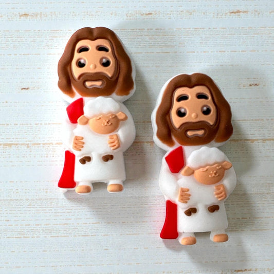 X065-  “3D Jesus” Silicone Focal Bead (1 Count)