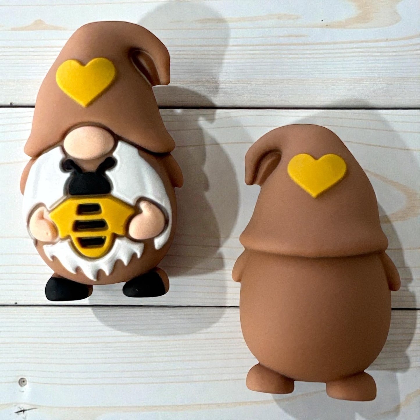 X061-  “3D Brown Spring Gnome” Silicone Focal Bead (1 Count)