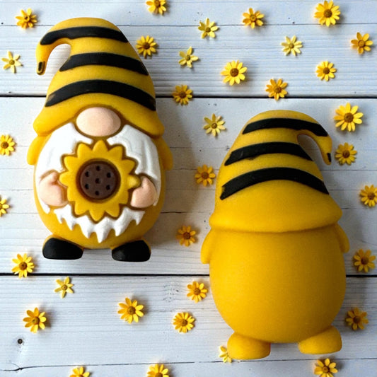 X060-  “3D Bee Gnome” Silicone Focal Bead (1 Count)