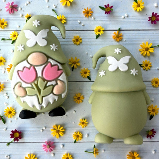 X058-  “3D Sage Spring Gnome” Silicone Focal Bead (1 Count)