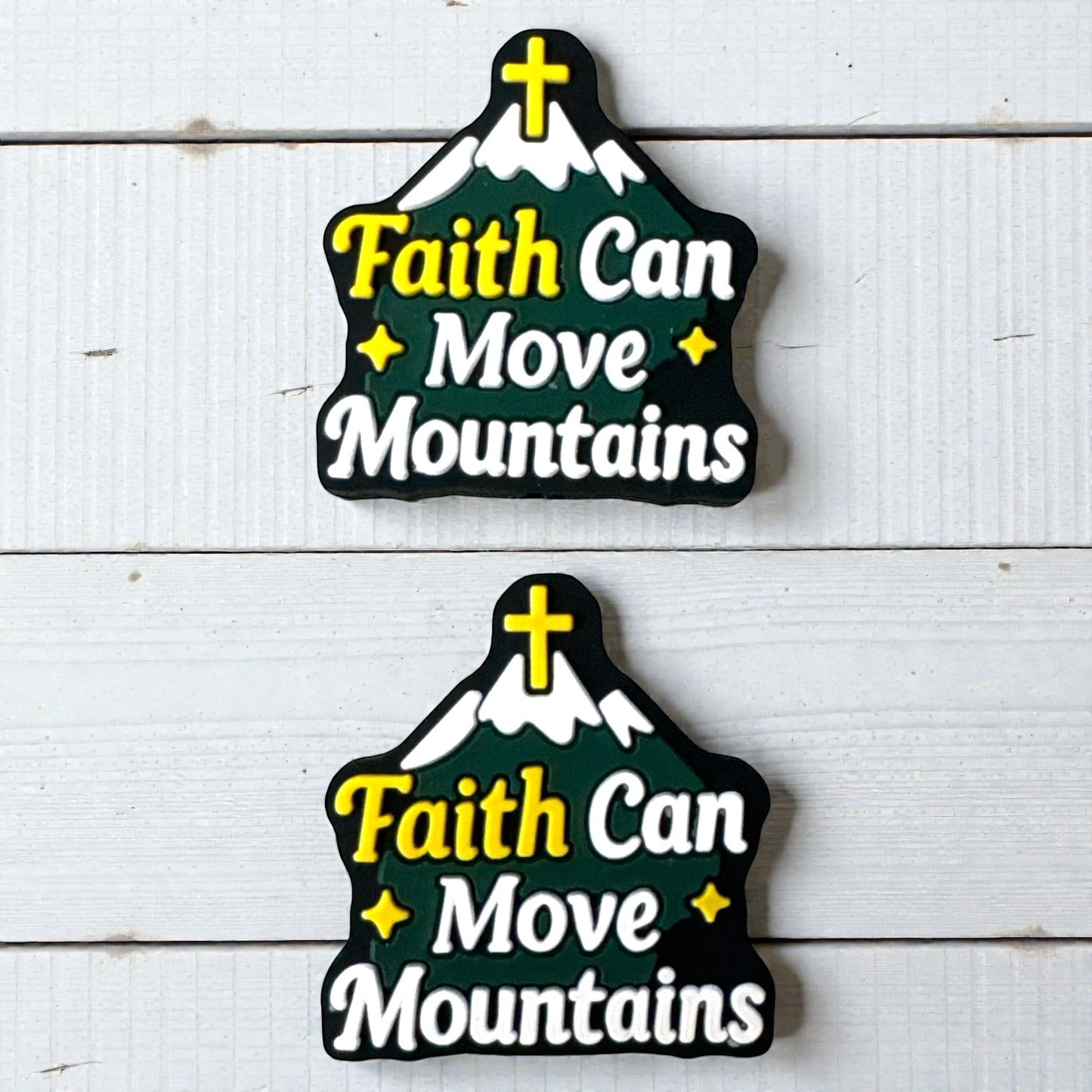 X038-  “Faith Can Move Mountains” Silicone Focal Bead (1 Count)
