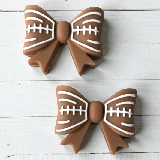 X037-  “Football Bow” Silicone Focal Bead (1 Count)