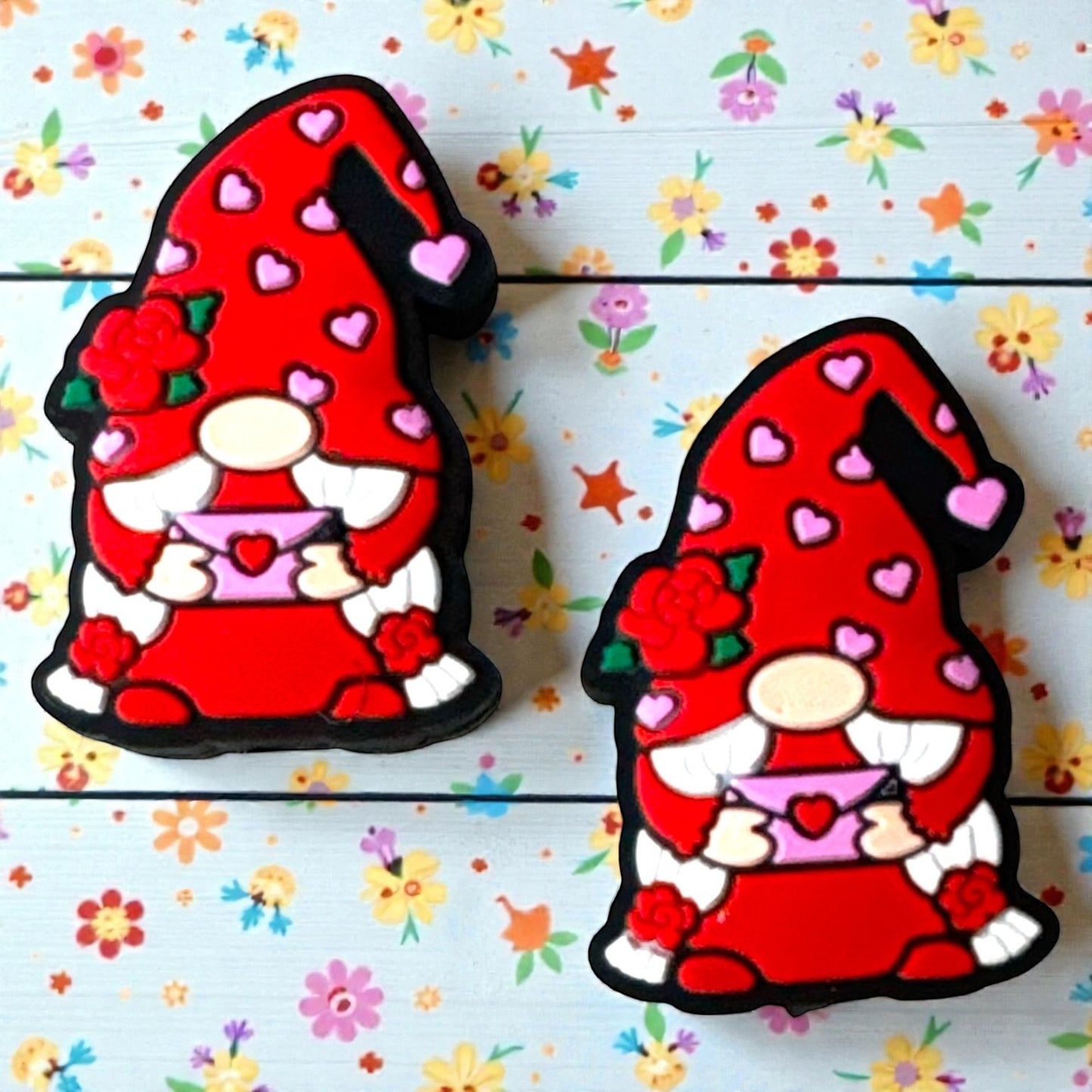 X041 -  “Red Love Gnome” Silicone Focal Bead (1 Count)