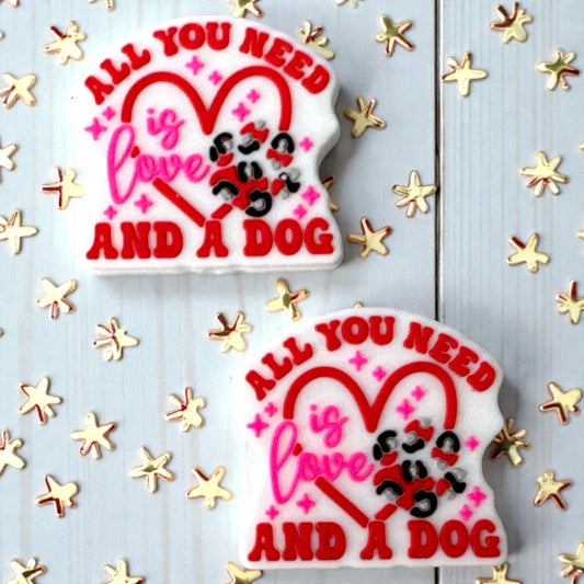 X020 -  “All You Need Is Love & A Dog” Silicone Focal Bead (1 Count)