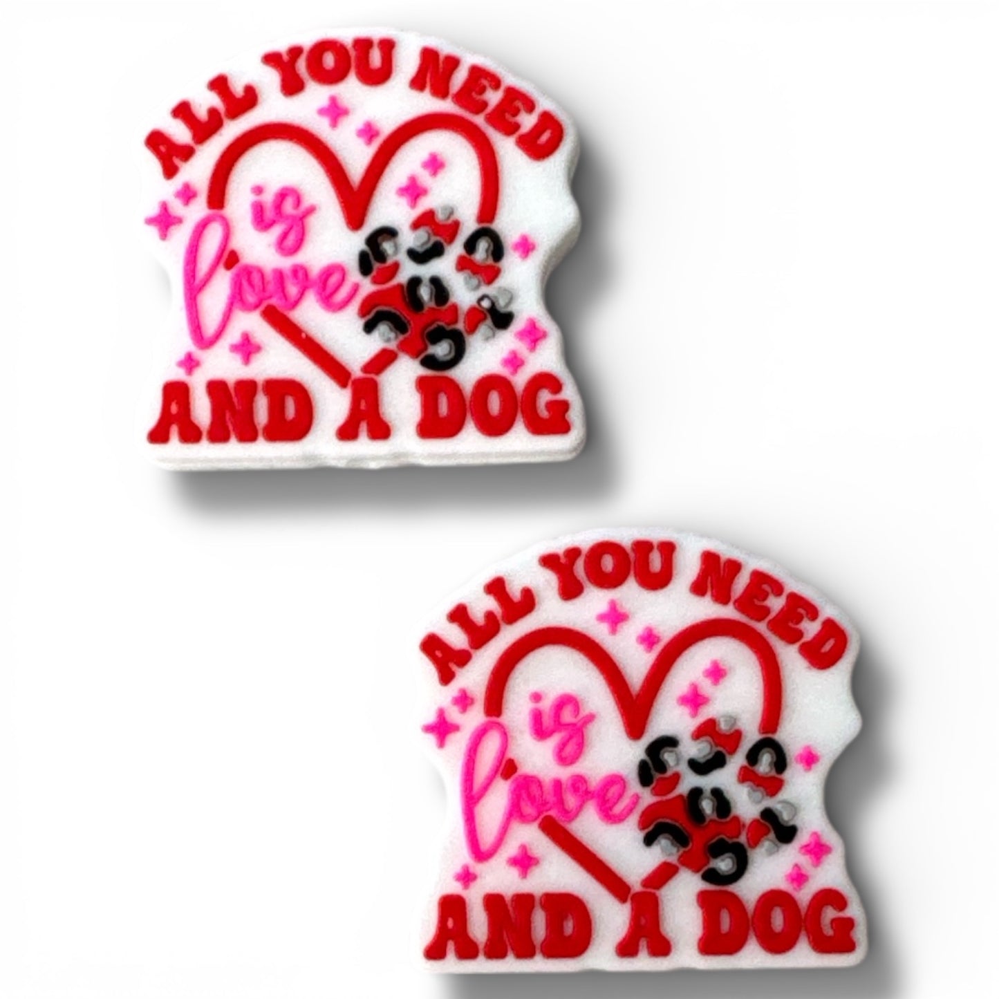 X020 -  “All You Need Is Love & A Dog” Silicone Focal Bead (1 Count)
