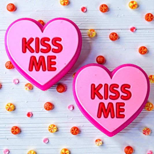 X001 -  “Kiss Me- Conversation Heart” Silicone Focal Bead (1 Count)