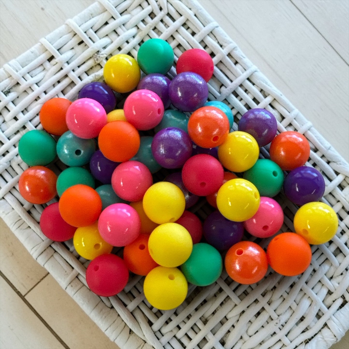 CK-9 - 🌈 Summer Sorbet – Silicone 15mm Bead Lot (50 Count) 🌈 – Ideal for Beadable Pens & Keychains