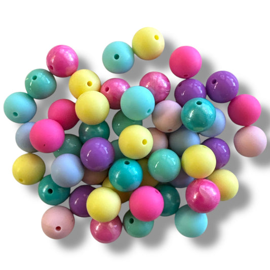 🌸 Pastel Dreams – Silicone 15mm Bead Lot (50 Count) 🌸 – Ideal for Beadable Pens & Keychains