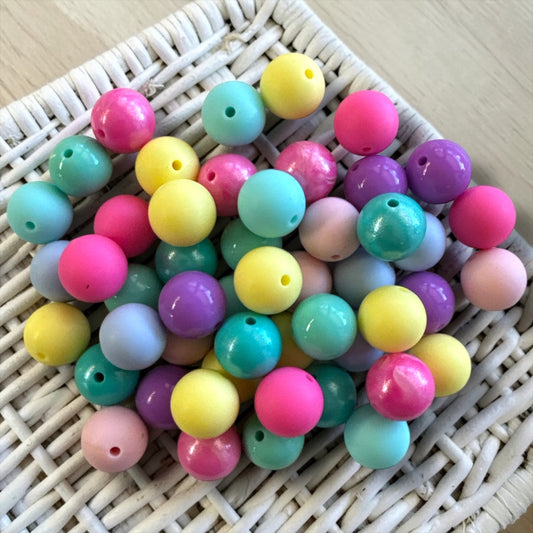 CK-87- 🌸 Pastel Dreams – Silicone 15mm Bead Lot (50 Count) 🌸
