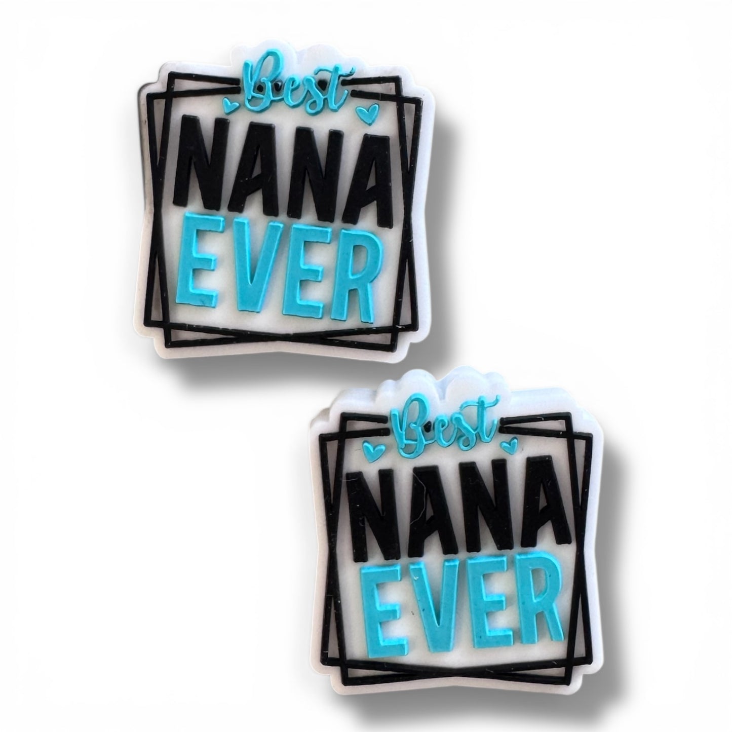 X128- "Best Nana Ever - Turquoise"  Silicone Focal Bead for DIY Crafts (1 Count)