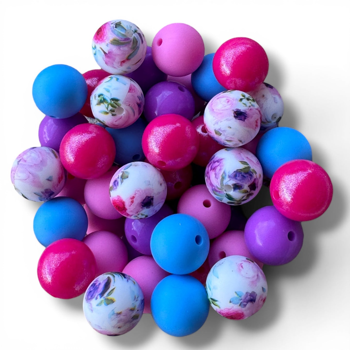 Berry Blossom– Silicone 15mm Bead Lot (50 Count) 🌸 – Ideal for Beadable Pens & Keychains