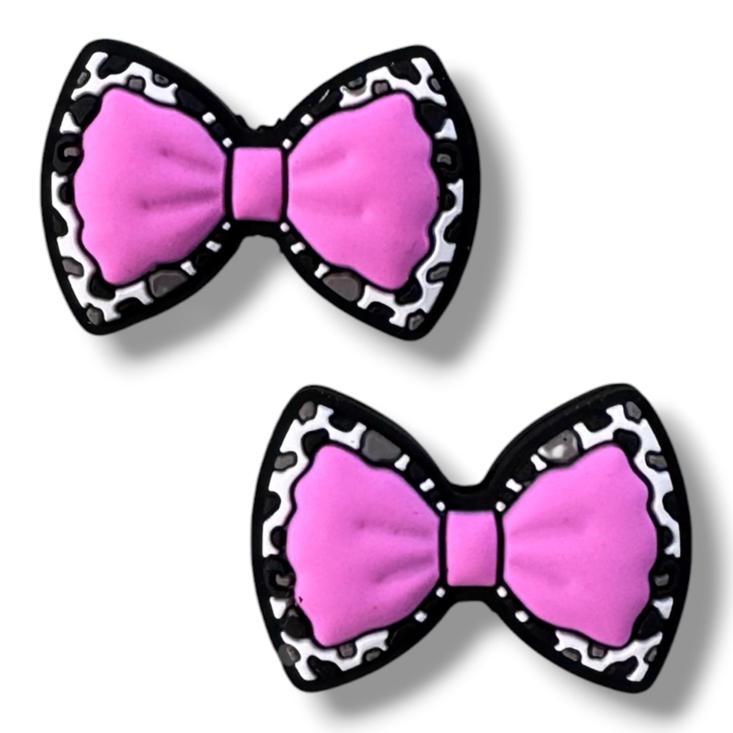 X291- "Pink Cow Bow"  Silicone Focal Bead for DIY Crafts (1 Count)