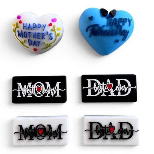 Mother's Day & Father's Day Silicone Focal Bead Bundle for Beadable Pens, Keychains, Wristlets, & Jewelry Making