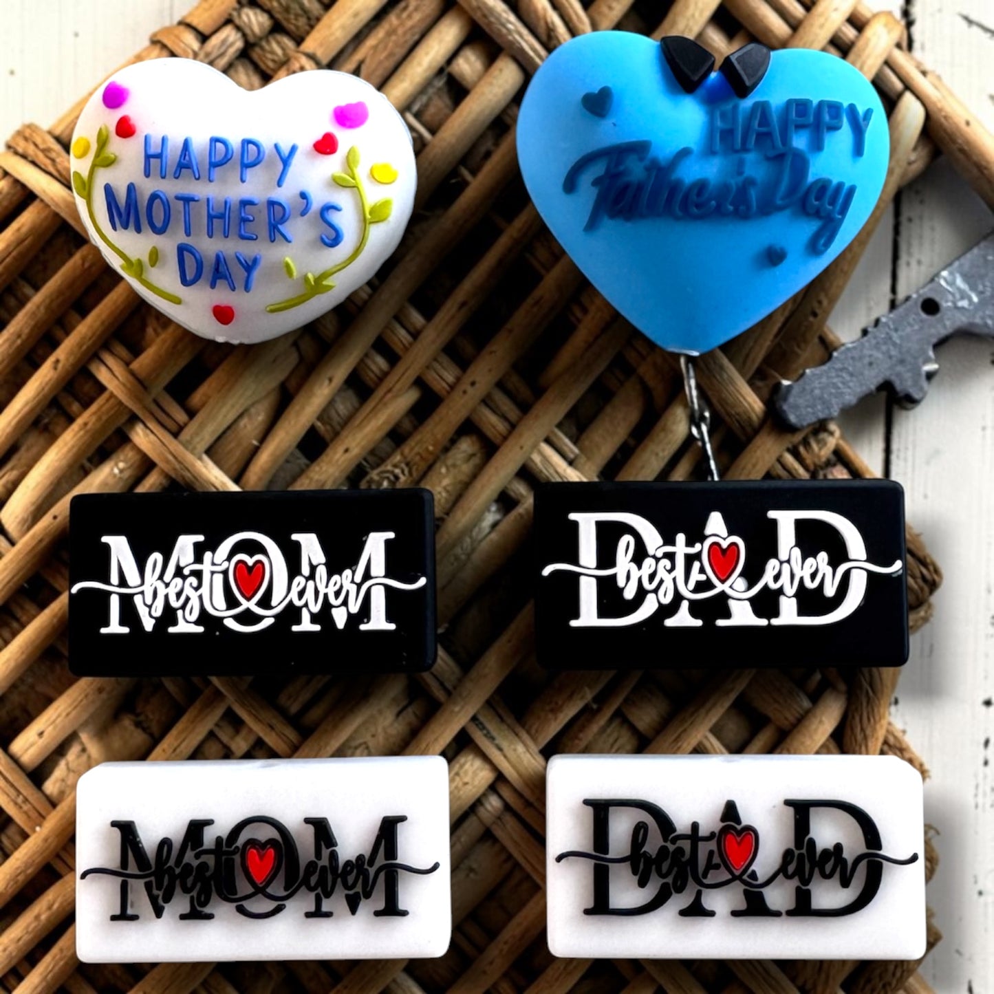 Mother's Day & Father's Day Silicone Focal Bead Bundle for Beadable Pens, Keychains, Wristlets, & Jewelry Making