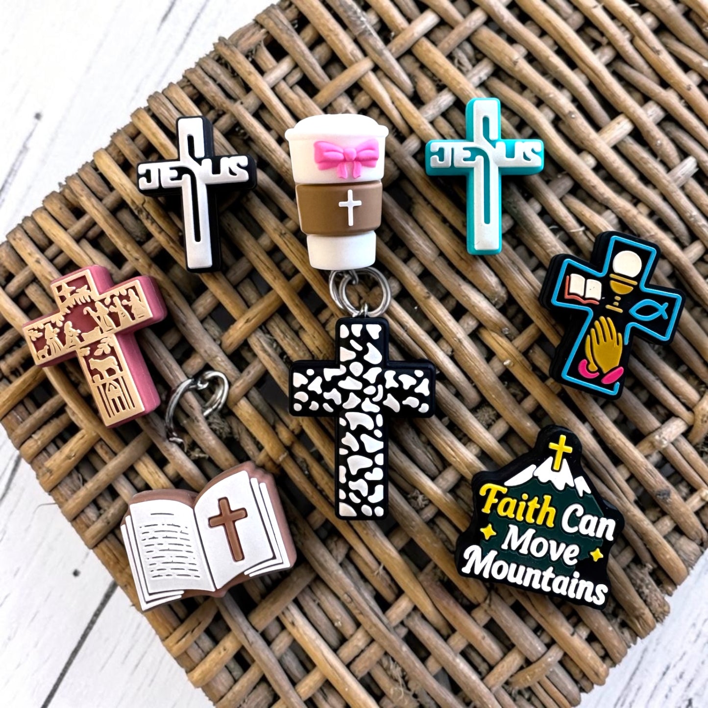 Religious Silicone Focal Bead Pack for Beadable Pens, Keychains, Wristlets, & Jewelry Making