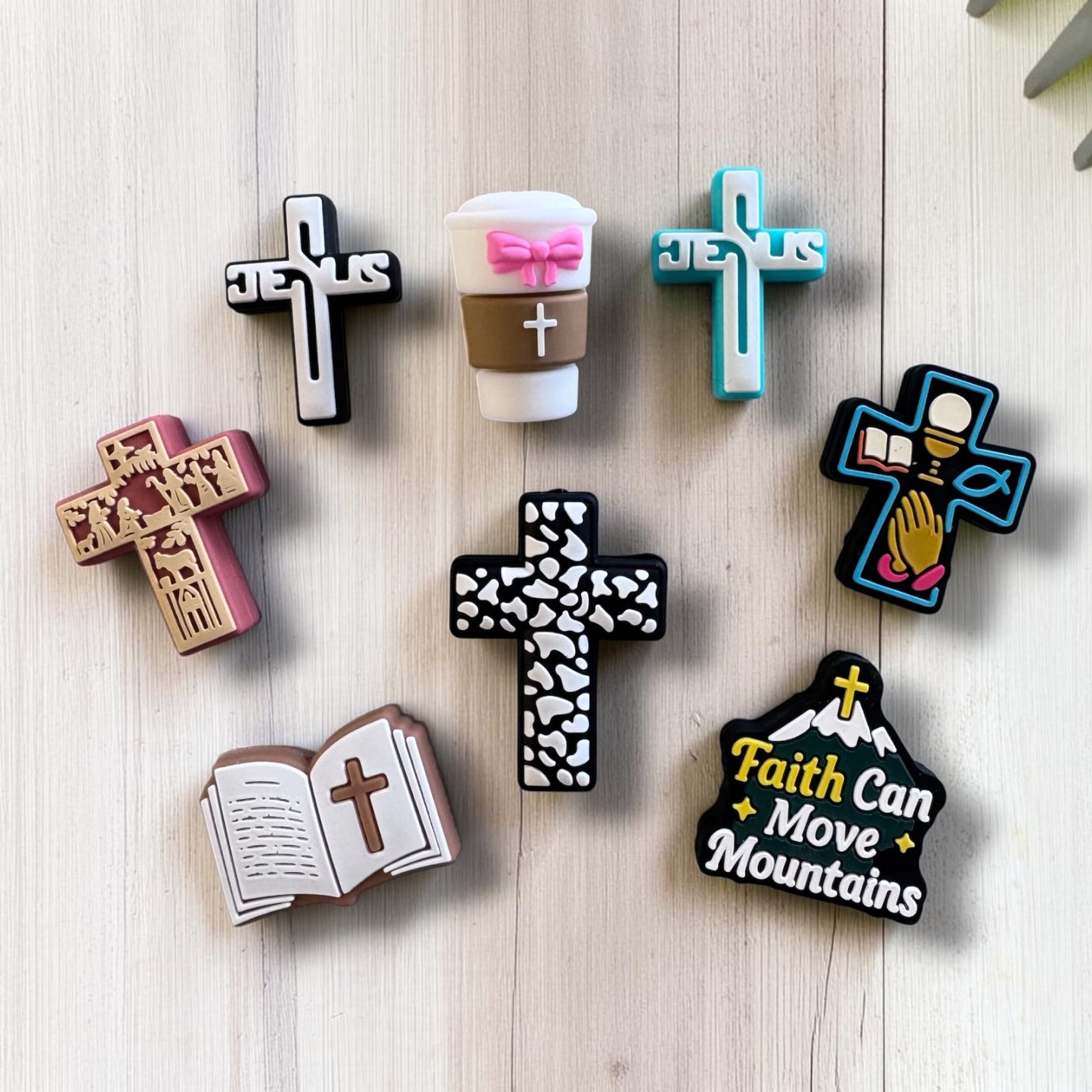 Religious Silicone Focal Bead Pack for Beadable Pens, Keychains, Wristlets, & Jewelry Making
