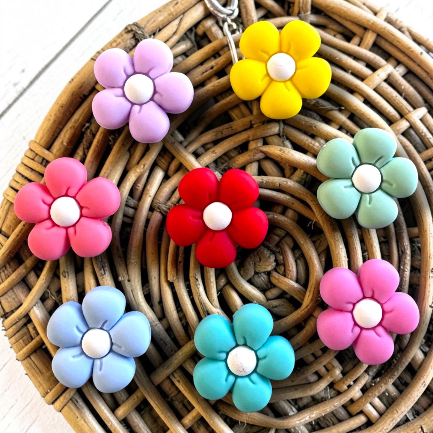 Flower Silicone Focal Bead Bundle Pack for Beadable Pens, Keychains, Wristlets, & Jewelry Making